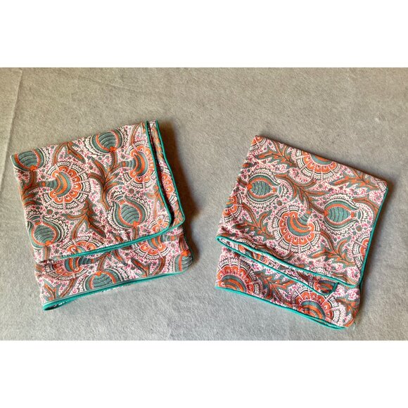 Roberta Roller Rabbit Floral Pillow Covers Pair 22" X 21.75" Orange Green Cream - Picture 2 of 9